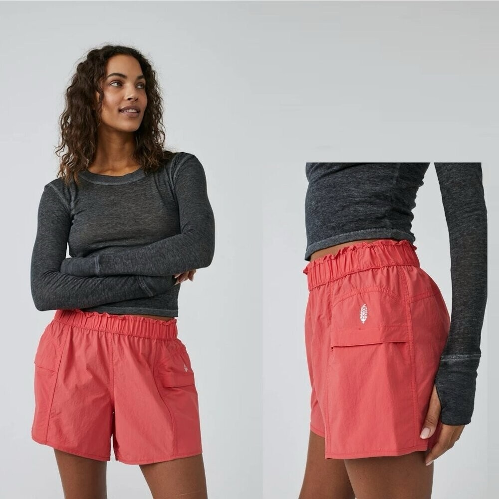 Free People FP Movement Workout Hiking Shorts Small S Technical Fabric Cayenne